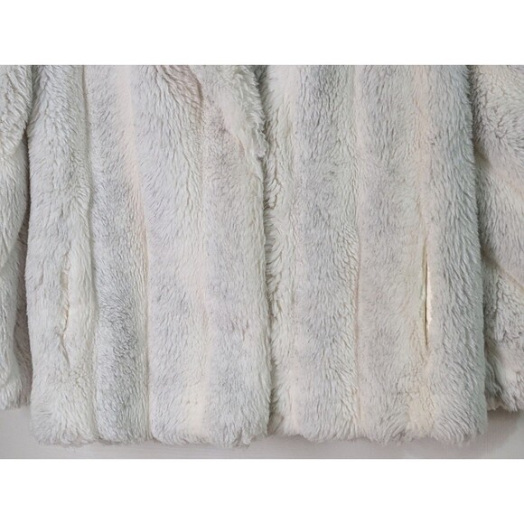 VTG Jordache Faux Fur Jacket Womens Large Cream Gray Pockets Lined Made in USA - Picture 3 of 13